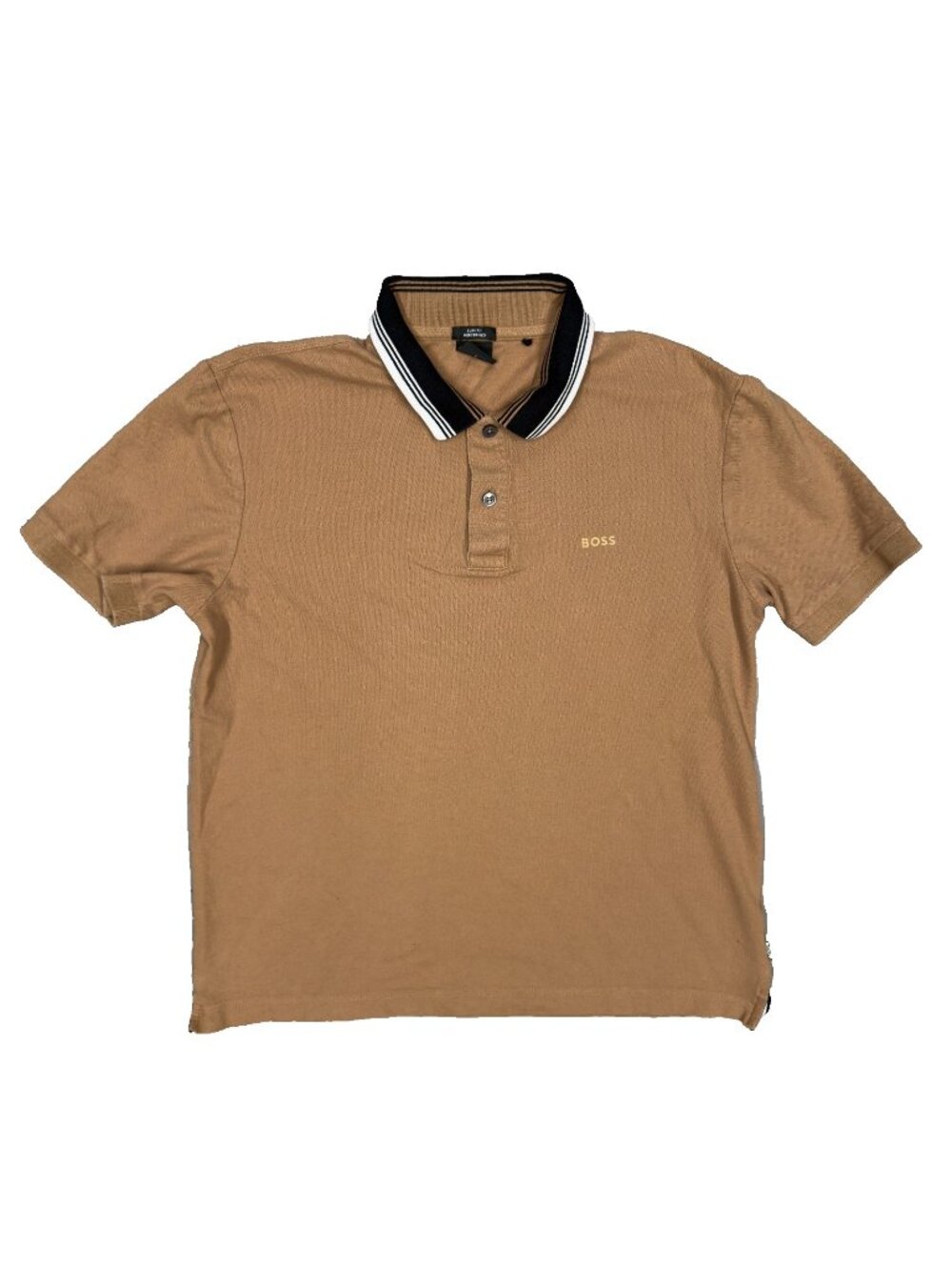 Hugo Boss Polo Shirt Slim Fit Pique Cotton Short Sleeve Brown Large